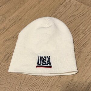 Team Apparel White Beanie Hat with USA Embroidery Olympic Team